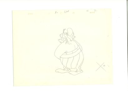 null ASTERIX LE GAULOIS, 1967. Dessin d'animation d'Obélix pour ce premier dessin...