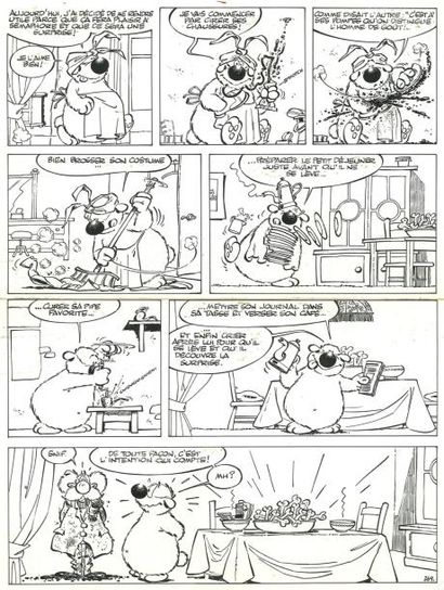 null DUPA - Cubitus Gag 269 de la série Cubitus publiée dans Tintin 38 de 1974. Encre...