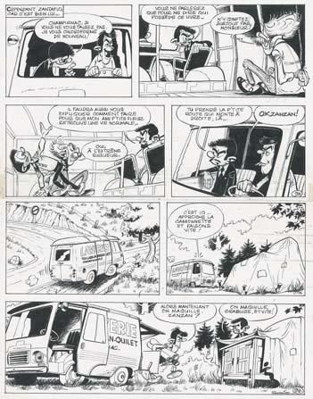 null FOURNIER - Spirou et Fantasio Planche 9 de l'album Le faiseur d'or. Encre de...