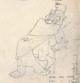 null PINOCCHIO - Studio Walt Disney, 1940. Dessin d'animation de Grand Coquin. 25,4...