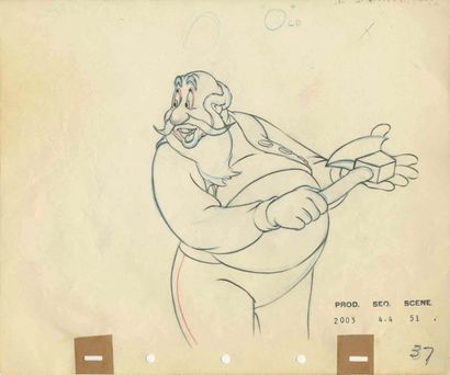 null PINOCCHIO - Studio Walt Disney, 1940. Dessin d'animation de Stromboli. 25,4...