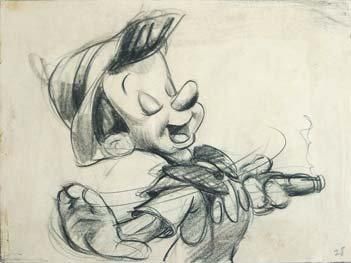 null PINOCCHIO - Studio Walt Disney, 1940. Dessin de storyboard. 15 x 20 cm.