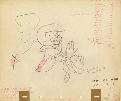 null PINOCCHIO - Studio Walt Disney, 1940. Dessin d'animation de Pinocchio. 25,4...