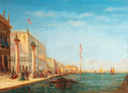 null COUSIN Charles, attribué à ,

La place Saint-Marc et le Grand Canal à Venise,

huile...