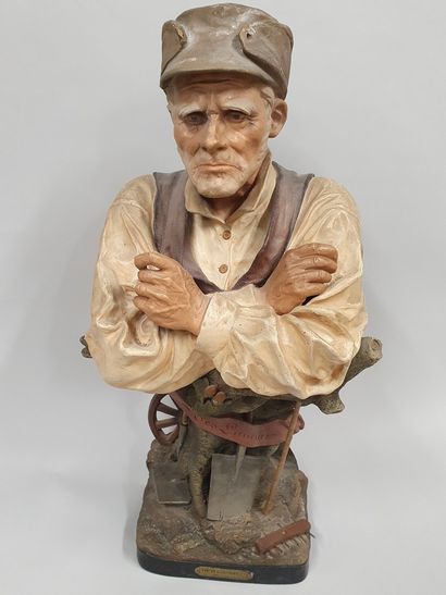 null LE GULUCHE Joseph (1849-1915) 

Le vieux laboureur

terre cuite à patine polychrome,...