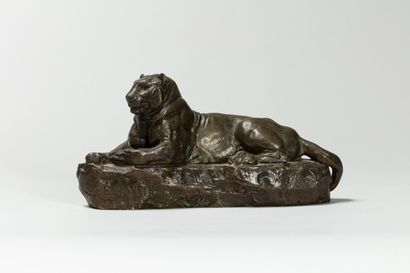 null BARYE Antoine Louis, after,

Panther of India n°1,

bronze with a light brown-green...