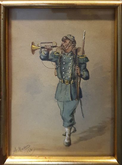 null MASSON A. (XIXeme-XXeme)

Soldat à la trompette, 1864

Aquarelle sur papier...