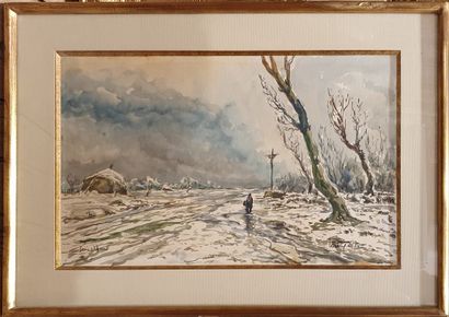 null L.P. LAVOINE Robert (1916-1999)

Snowy road, Seine et Marne

Watercolor signed...