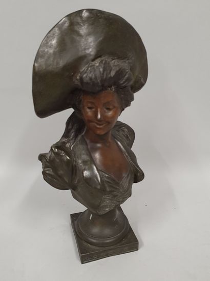 null VAN DER STRAETEN (1856-1928)

Woman with a hat 

Bronze bust with brown and...