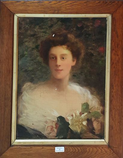 null GEILLE DE SAINT LÉGER Léon, 1864-1937,

Young woman with flowers,

oil on panel...