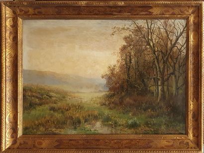 null ANGLADE J.M.G., XIX-XX,

Bocage à l'automne,

oil on canvas (heavily varnished,...