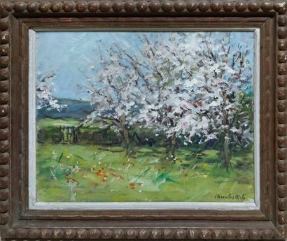 null 
CHEVALIER-MILO Emile, 19th-20th century,





Orchard in bloom,





oil on...