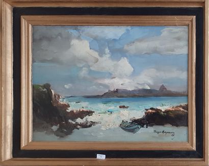 null MODERN SCHOOL,

Seaside with Rocks, 1967,

oil on canvas, faint signature and...