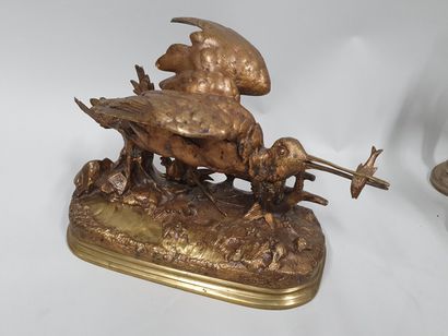 null MOIGNEZ Jules, after 

Woodcock with fish 

Bronze with medal patina, modern...