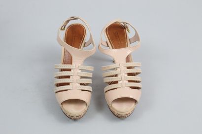 null SEBASTIAN MILANO 



Pair of heeled sandals in powder pink glacé leather, cream...