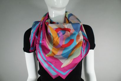 CHANEL 

Silk square with multicolored geometrical...