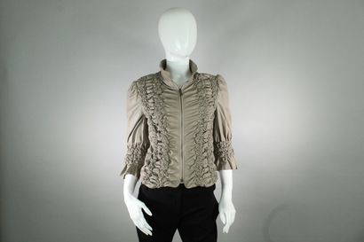  ROBERTO CAVALLI CLASS 
 
Beige lambskin leather short jacket with pleats and crinkles...
