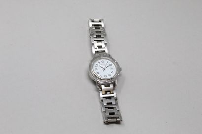 null HERMES 

Wristwatch, round metal case, dial with white background and Arabic...