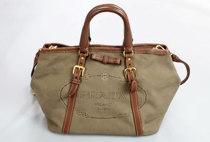 null 
PRADA

Beige canvas and tobacco leather bag carried by hand, or over the shoulder...