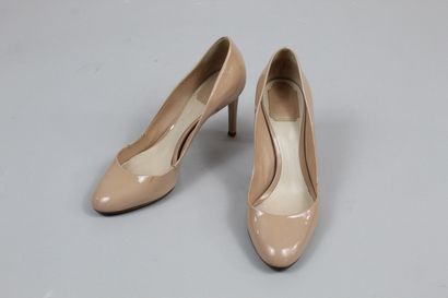 CHRISTIAN DIOR 
Pair of beige glazed leather...