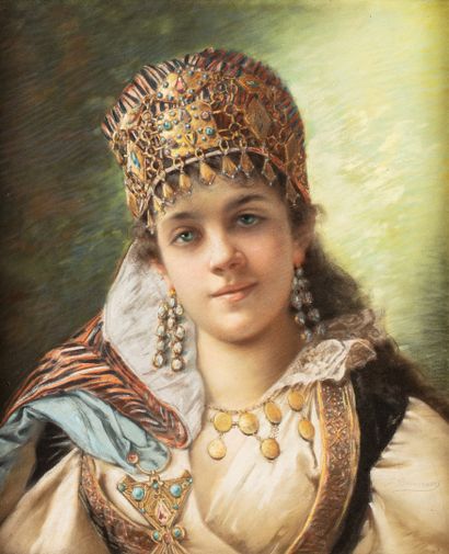 null BRUNERY François, 1845-1926 

Jeune femme orientale parée

pastel sur papier,...