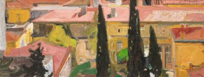 null TETSIS Panayiotis, 1925-2016

Cypresses and Pink Tinted Trees

oil on canvas...