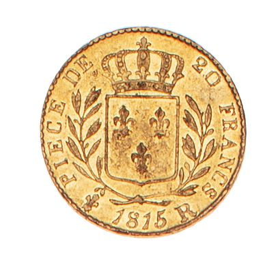 null LOUIS XVIII 

20 francs gold 1815 London. 

The Franc : 518.

Small dents, ...