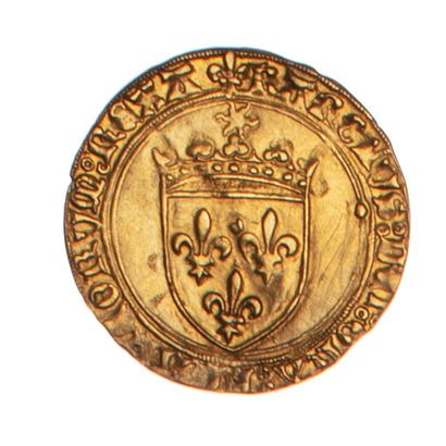 CHARLES VIII 

Golden Ecu with a sun point...