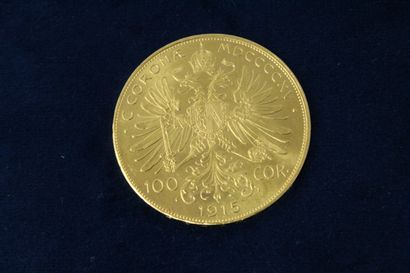null 
Gold coin of 100 Franz Joseph I crowns (1915)



TTB to SUP.



Weight: 33.82...