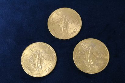 null 
Lot of three gold coins of 50 pesos

TTB to SUP.

Weight: 124.95 g.
