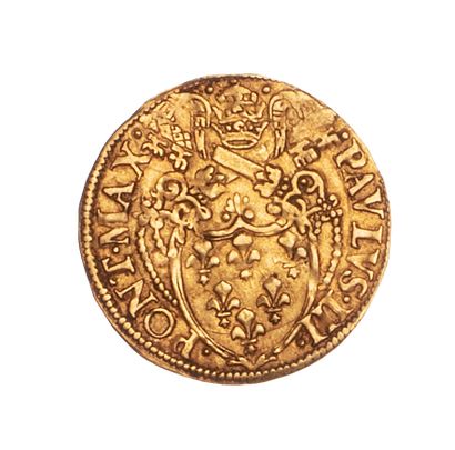 null VATICAN - PAUL III (1534-1549) 

Gold scudo undated. 

Fr. 65.

Slight crease,...