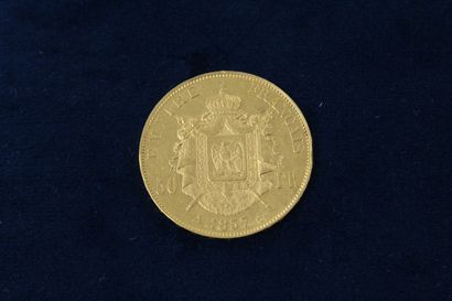 null 
Pièce en or de 50 francs Napoléon III tête nue. (1857 A)

TTB à SUP. 

Poids...