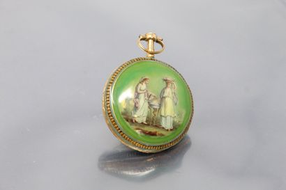 null VAUCHEZ in Paris

Late 18th century.

Enamelled gold watch. Round case on hinge,...