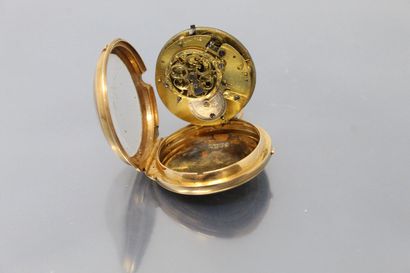 null ANONYMOUS

Late 18th century.

Gold watch. Round case on hinge, the back with...