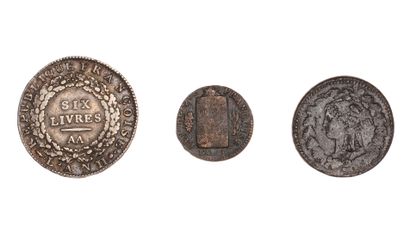 null CONSTITUTION - CONVENTION 

Lot of 3 coins: six livres 1793 Metz (Gadoury: 58...