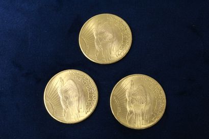 null 
Lot de trois pièces en or de 20 dollars « Saint-Gaudens - Double Eagle » (1924...