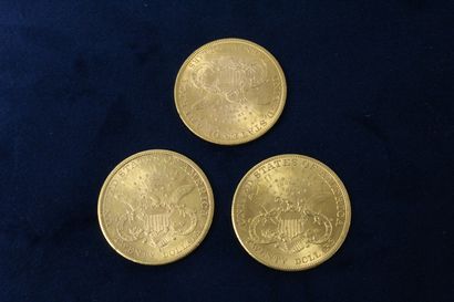null 
Lot de trois pièces en or de 20 dollars « Liberty Head - Double Eagle » (1890S...