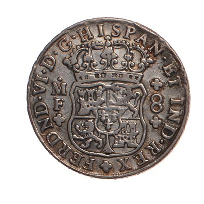 null MEXICO - FERDINAND VI

8 reales 1754 Mexico MF. 

Calico : tipo 62/482. 

VG...