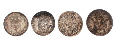 null LOUIS XIV 

Lot of 4 silver shields: 1652 Paris, 1652 Bayonne, 1694 Rennes,...