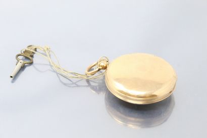 null ANONYMOUS

Late 18th century.

Gold watch. Round case on hinge, smooth back....