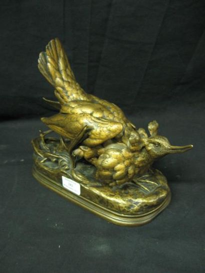Jules MOIGNEZ (1835 -1894) Bécasse Sculpture en bronze à patine brun clair. Signé...