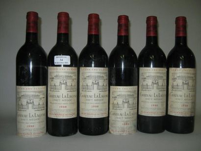 null 6 Bouteilles CH. LA LAGUNE, 3° cru, Haut-Médoc -- 1980