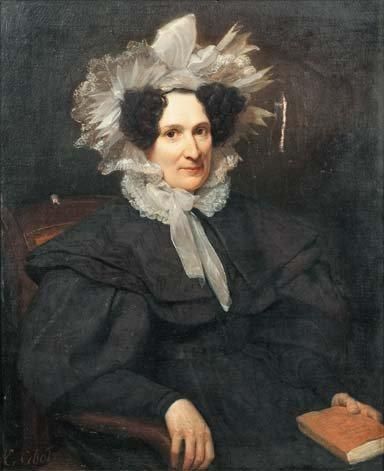 Edouard CIBOT (1799 - 1877) Portrait de femme au bonnet de dentelle Toile. Haut.:...