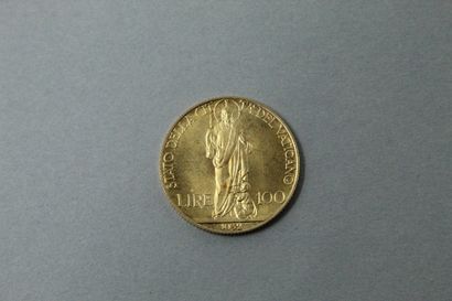 Pièce en or de 100 Lire Pie XI, An XI, 1932....