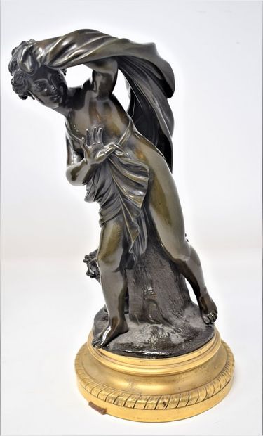 null Paire de bronze à patine médaille figurant Vénus et Cupidon.

France, XIXe siècle

Base...