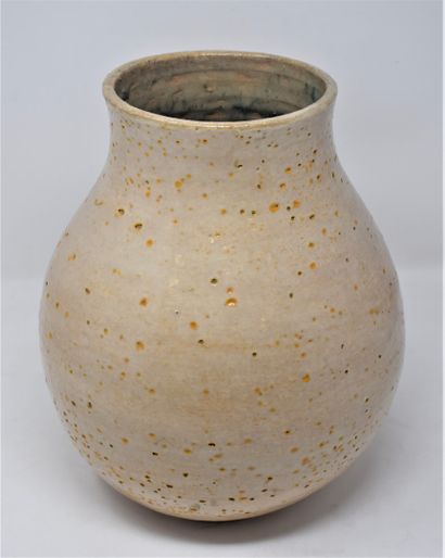 null Pierre ROULOT (1917-2007)

Vase en céramique vernissé beige à piqures ocres....