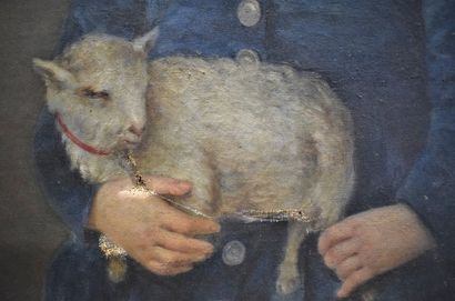 null ECOLE FRANCAISE XIXe

Garçon tenant un agneau, 

huile sur toile, dans un encadrement...