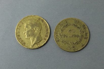 null Lot of four gold coins of 40 francs including : 

- 40 francs Bonaparte (year...
