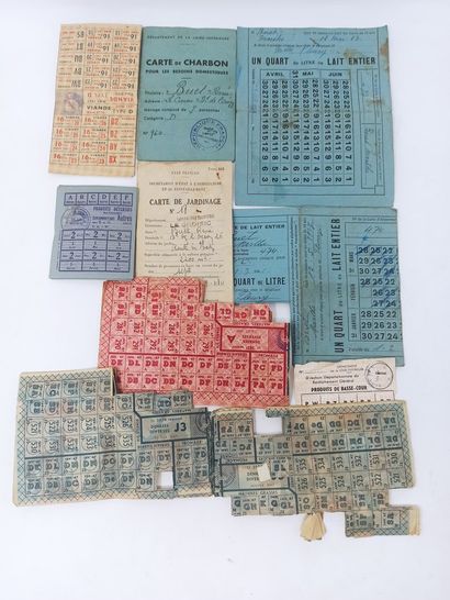 null WW2 Fort lot de tickets de rationnement avec quelques cartes (Ravitaillement...
