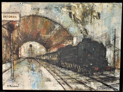 null ROUSSEAU Jean-Pierre (1939)

Train à vapeur en gare d'Avignon,

huile sur toile,...